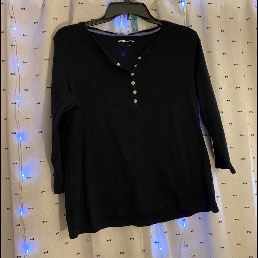 Croft & Barrow Black 3 quarter length sleeve